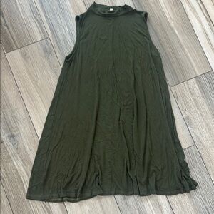 Sleeveless Olive Green Swing Dress